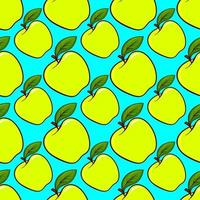 Apple pattern, seamless pattern on cyan background. vector