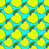 Apple pattern, seamless pattern on cyan background. vector