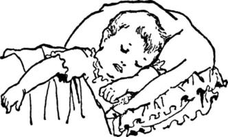Sleeping Boy, vintage illustration. vector