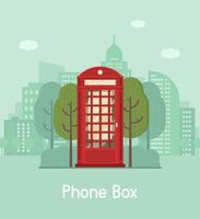 Red Phone Box in Modern City vector