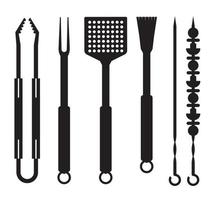 Barbecue Utensils Outline Icons vector