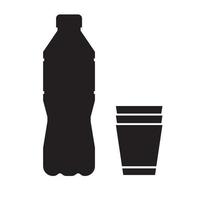 botella de agua y vasos vector