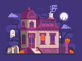 escena de la casa embrujada de halloween vector