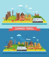 Summer Mediterranean Coast Town Landscape vector