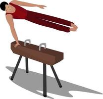 Gymnastic practicing, illustration, vector on white background.