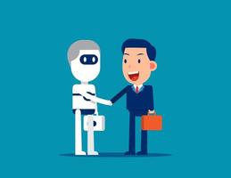 Human and robot handshake. Business relationship concept, Artificial intelligence vector