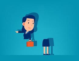 Businesswoman body are going different direction. Not coordinated concept, Cute little business cartoon vector design