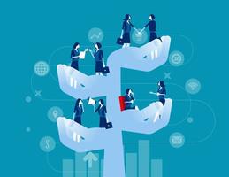 Investor team step to successful. Concept business teamwork vector illustration, Brainstorming