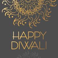 Happy Diwali. Greeting banner with lettering, grey background and mandala vector