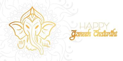 feliz plantilla del festival ganesh chaturthi con la cabeza del señor ganesha. banner horizontal blanco con mandala en el fondo vector