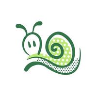 Snail Logo. Cartoon icon - green snail on a white background. Simple element for design vector