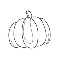 Vector cute black and white pumpkin. Autumn vegetable. Outline illustration. Traditional thanksgiving food or Halloween symbol