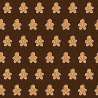 patrón impecable con galletas de jengibre sobre un fondo marrón. hombre de pan de jengibre diseño para embalaje, fondo, postal vector