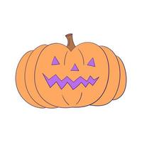 Jack O Lantern icon Halloween pumpkin. Colorful flat Halloween icon. Thin line art design. Vector illustration in modern colors