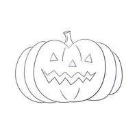 Halloween pumpkin. Vector illustration. Thin line art icon on white background. Cartoon style