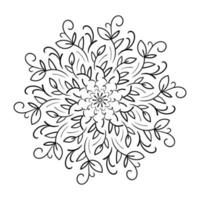 Floral mandala with leaves and hearts on a white background. Minimalistic mandala for decoration and decoration vector