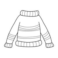 Warm sweater of fine yarn the basic model outline for coloring on a white background. Simple cartoon vector icon