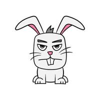 Cute angry bunny. Cartoon illustration of a funny little rabbit isolated on a white background. Symbol of 2023 according to the Chinese calendar. vector