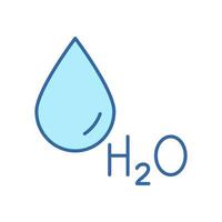 icono de línea h2o. icono lineal de color de gota de agua. fórmula química para el agua. símbolo de agua dulce. trazo editable. ilustración vectorial vector