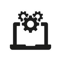 Computer System Update Black Pictogram. Settings and Configuration of Laptop. Service of Software Silhouette Icon. Technical Support. Vector Isolated Illustration.