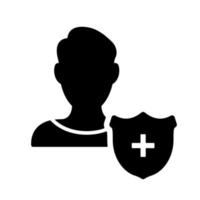 protección del icono de la silueta de las personas. icono negro de privacidad. seguridad y protección de los empleados. protegiendo sus datos personales. ilustración vectorial aislada. vector