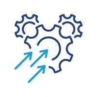 Operational Production Growth Line Icon. Gear with Increase Arrow Pictogram. Productivity Industry Process Outline Icon. Business Efficacy Optimize. Editable Stroke. Isolated Vector Illustration.