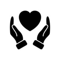 Hands Holding Love Heart. Care, Save, Charity, Volunteering and Donate Concept. Symbol of Goodness, Love, Hope and Mercy. Symbol of Love and Charity. Vector illustration.