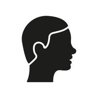 icono de silueta de perfil de peinado masculino. cabeza de hombre con icono negro de cabello refinado. ver el pictograma del hombre lateral. ilustración vectorial aislada. vector