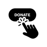 Button for Online Donate Silhouette Icon. Donation with Click Black Pictogram. Support and Give Help Online Icon. Charity and Donation Concept. Isolated Vector Illustration.