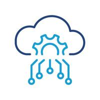 Cloud Server Setting color Line Icon. Cloud Computing Configuration Linear Pictogram. Digital Cloud with Gear Configuration Concept Outline Icon. Editable Stroke. Isolated Vector Illustration.