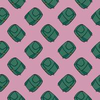 Green suitcases,seamless pattern on purple background. vector