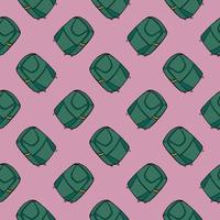 Green suitcases,seamless pattern on purple background. vector