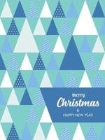 Merry Christmas poster triangle pattern vector