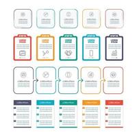 Infographic thin line frame with five steps square template vector