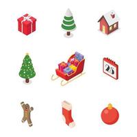 Isometric christmas icons collection vector