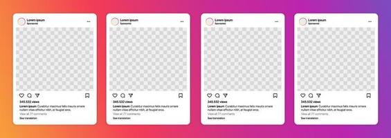 Instagram mockup app template screens on Apple iPhone 14 pro. Instagram new update interface on realistic smartphone, profile, photo, message, story. Editorial vector.