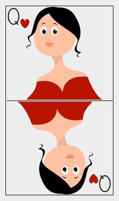 Queen card, illustration, vector on white background.