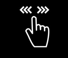 Hand with finger swiping or swipe left and right gesture line art vector icon for apps and websites