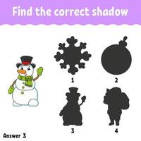 Find the correct shadow. Education developing worksheet. Matching game for kids. Activity page. Puzzle for children. cartoon character. Vector illustration.