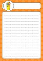 Lined sheet template. Handwriting paper. For diary, planner, checklist, wish list. Back to school theme. Vector illustration.