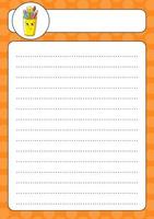 Lined sheet template. Handwriting paper. For diary, planner, checklist, wish list. Back to school theme. Vector illustration.