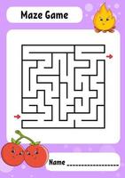 Square maze. Game for kids. Funny labyrinth. Education developing worksheet. Activity page. Puzzle for children. cartoon style. Riddle for preschool. Logical conundrum. Color vector illustration.