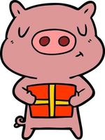 doodle character cartoon pig vector