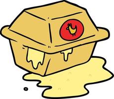 doodle cartoon fried chicken takeout box vector