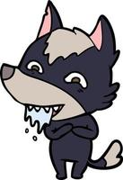 doodle character cartoon wolf vector