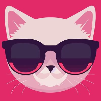 illustration Vector graphic of pink cat wearing sunglasses isolated perfect for logo, mascot, icon or print on t-shirt