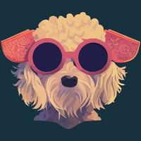 gráfico vectorial de ilustración de caniche con gafas de sol aislado bueno para icono, mascota, imprimir o personalizar su diseño vector