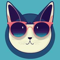 ilustración gráfica vectorial de gato con gafas de sol aislado perfecto para logotipo, mascota, icono o estampado en camiseta vector