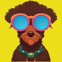 illustration Vector graphic of poodle wearing sunglasses isolated good for icon, mascot, print or customize your design