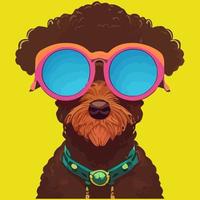 gráfico vectorial de ilustración de caniche con gafas de sol aislado bueno para icono, mascota, imprimir o personalizar su diseño vector